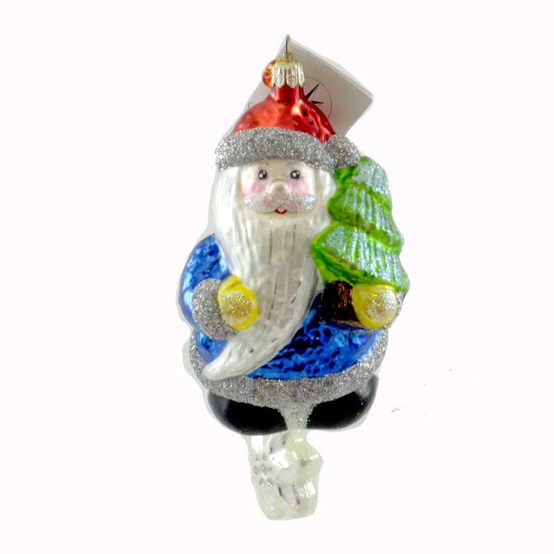 Christopher Radko Snow Chime Santa Glass Ornament Santa Tree Bell (21239)