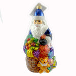 Santa Delivers - One Ornament 7.25 Inch, Glass - Ornament Basket Fruit Bear 972470 (21245)