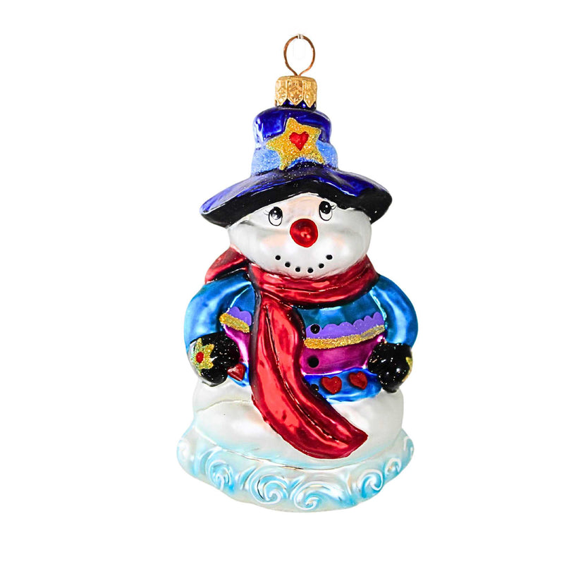 Christopher Radko WARM & WOOLY Glass Ornament Snowman Winter
