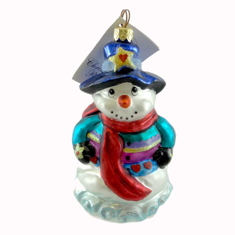 Christopher Radko WARM & WOOLY Glass Ornament Snowman Winter