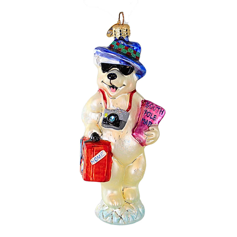 Christopher Radko Company Cool Summer - 1 Glass Ornament 5.50 Inch, Glass - Ornament Teddy Bear Vacation 105860 (21395)
