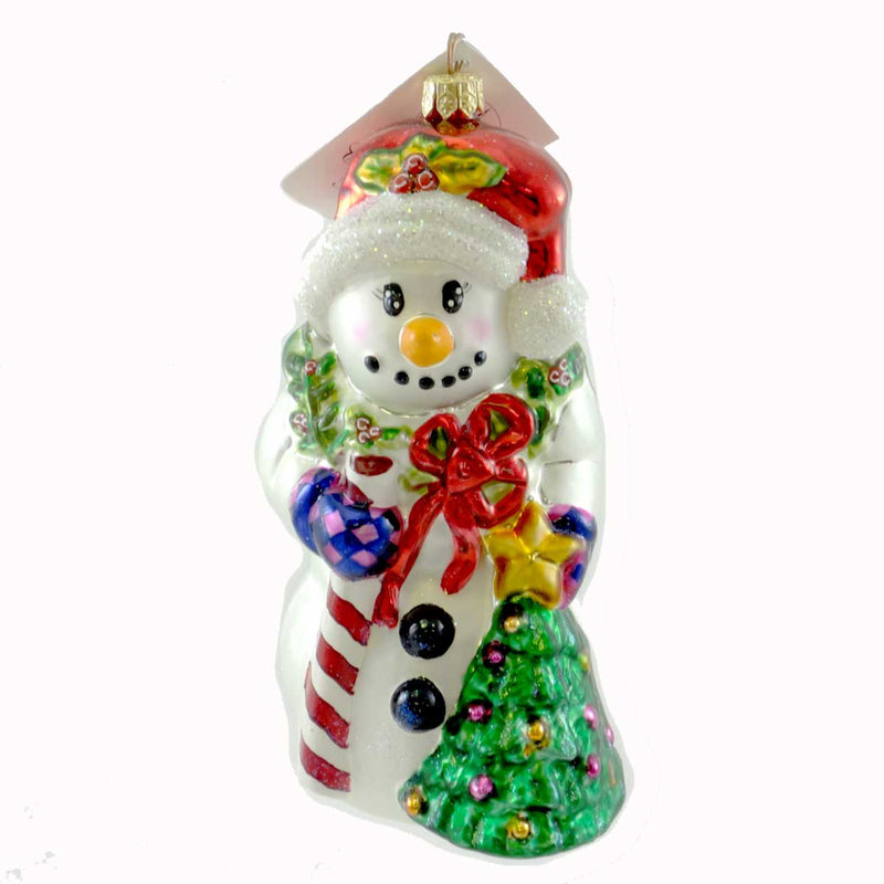 Christopher Radko Holly Day Glass Ornament Snowman Wreath (21451)