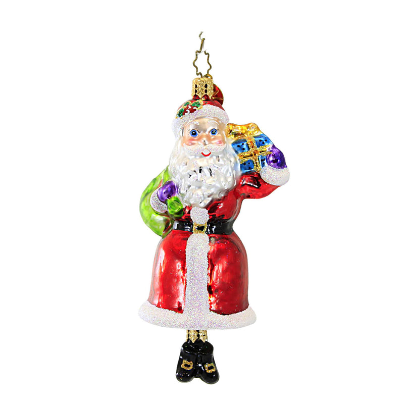 Christopher Radko Ring-A-Ding Santa Glass Ornament Christmas (21562)