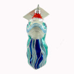 Laved Italian Ornaments Blue Fish With Santa Hat - - SBKGifts.com