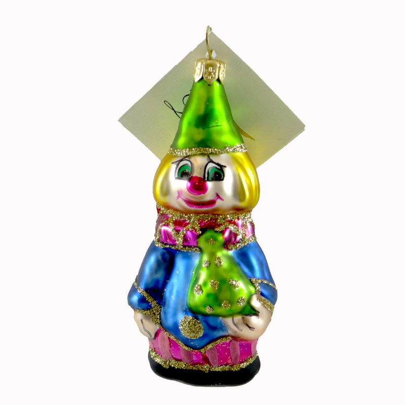 Laved Italian Ornaments Clown Green Hat Glass Circus Christmas St1853 (21657)