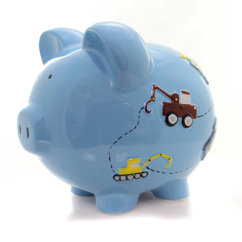 Child To Cherish Construction Pig Piggy Bank - - SBKGifts.com