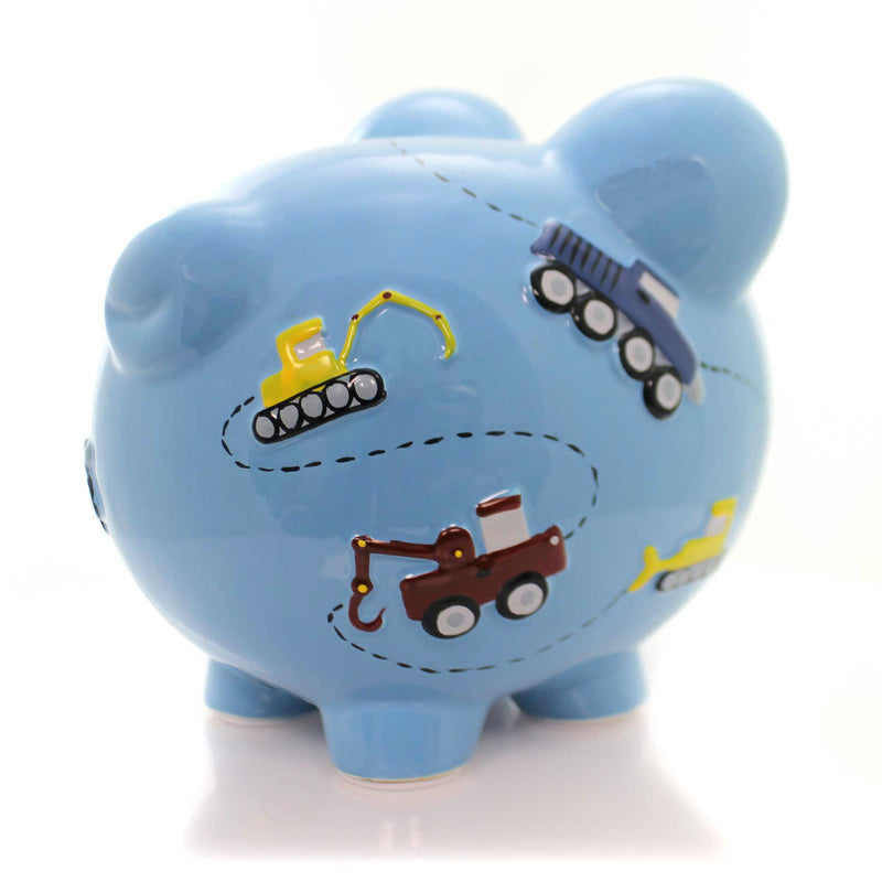 Child To Cherish Construction Pig Piggy Bank - 1 Bank 7.75 Inch, Ceramic - Dump Truck Tow 3617 (21694)
