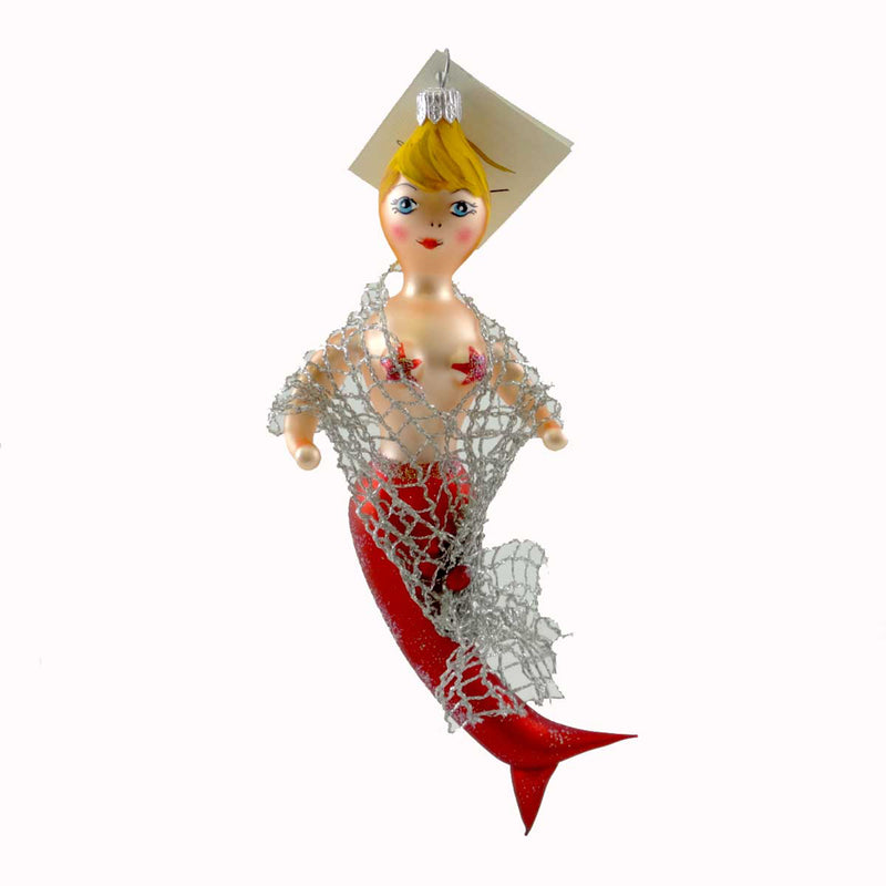Laved Italian Ornaments Mermaid Red Glass Ocean Fish Net Cr27b (21704)