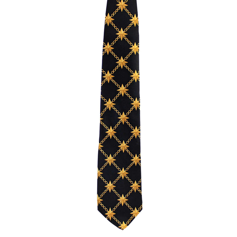 (2173) Black/Gold Silk Tie