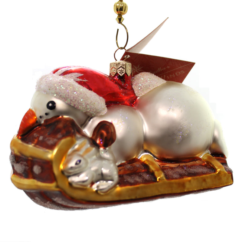 Christopher Radko Snow Racer Glass Woodland Winds Ornament (21909)