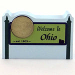 Cats Meow Village Ohio State Sign Quarter Holder. Buckeye Souvenir Vacation 0202 . (22187)