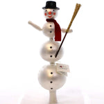 Laved Italian Ornaments Snowman With Broom Finial Glass Italian Style P25182 (22282)