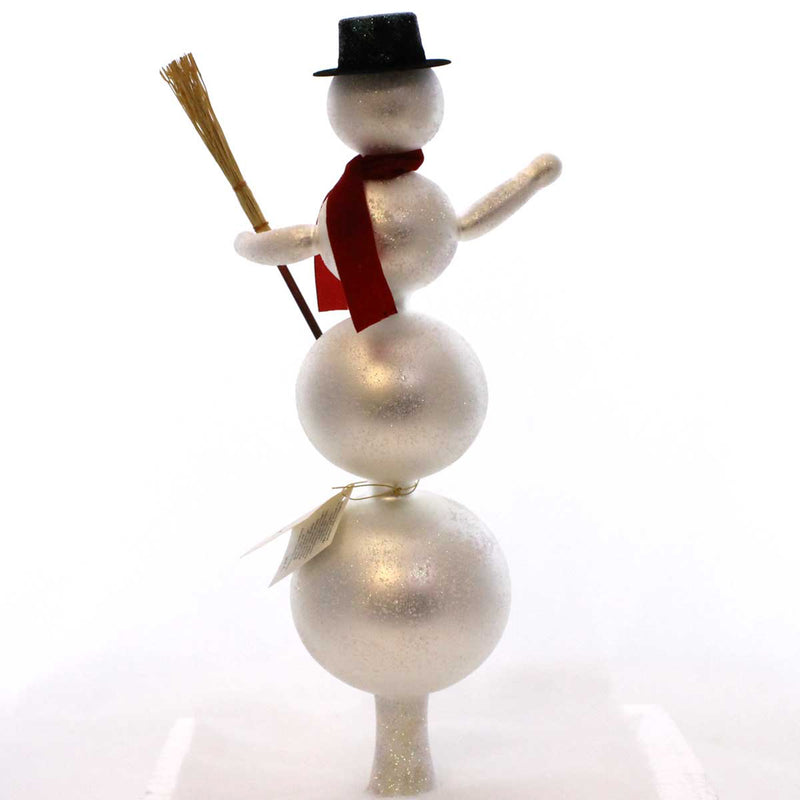 Laved Italian Ornaments Snowman With Broom Finial - - SBKGifts.com