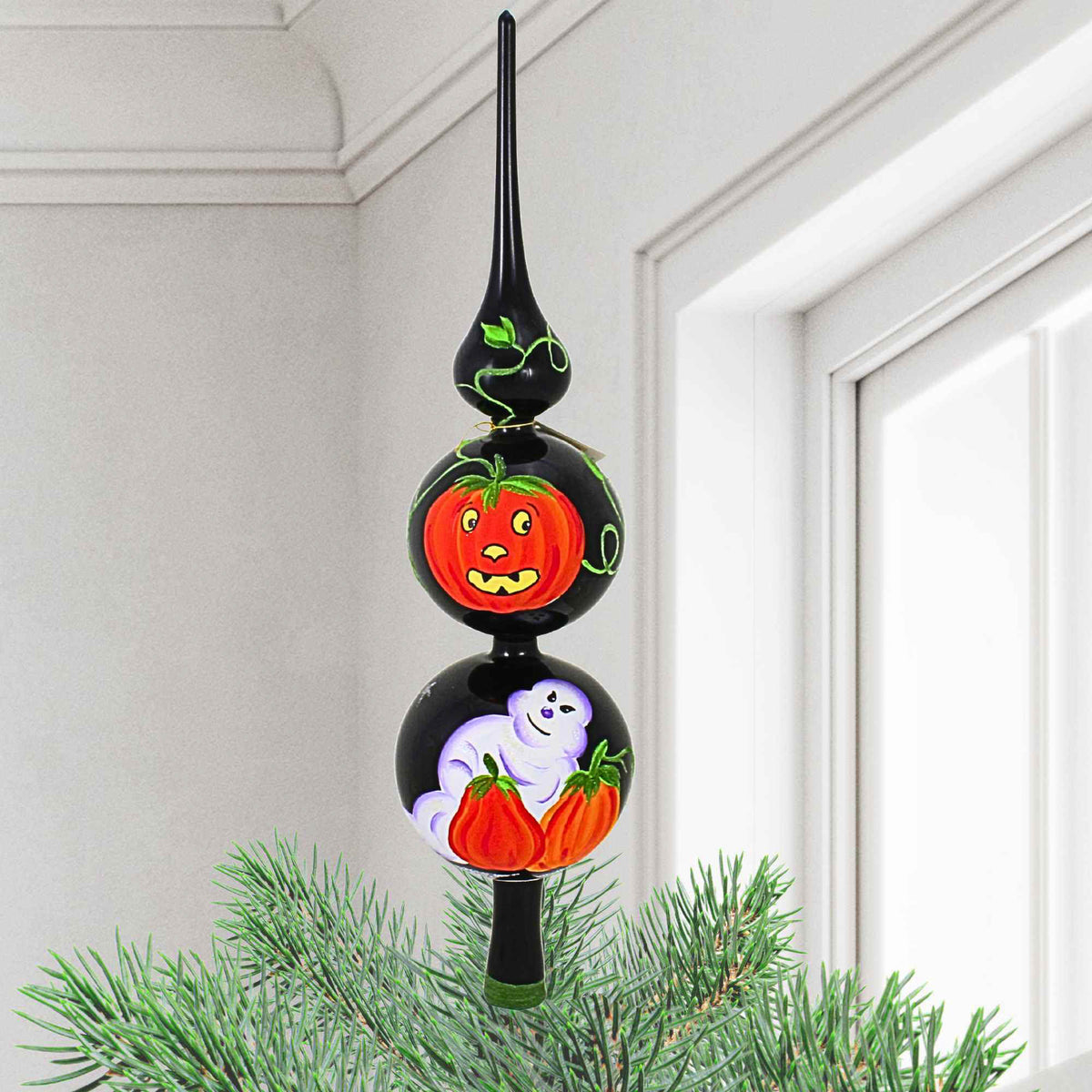 Laved Italian Ornaments Halloween Ghost Pumpkin Finial - - SBKGifts.com