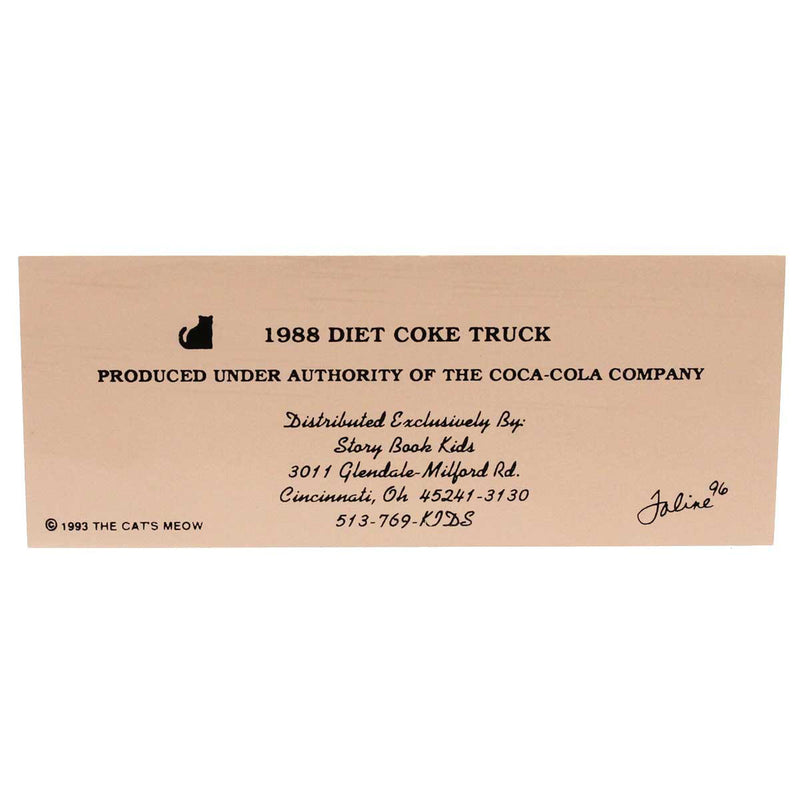 Cat's Meow Village 1988 Diet Coke Truck - - SBKGifts.com