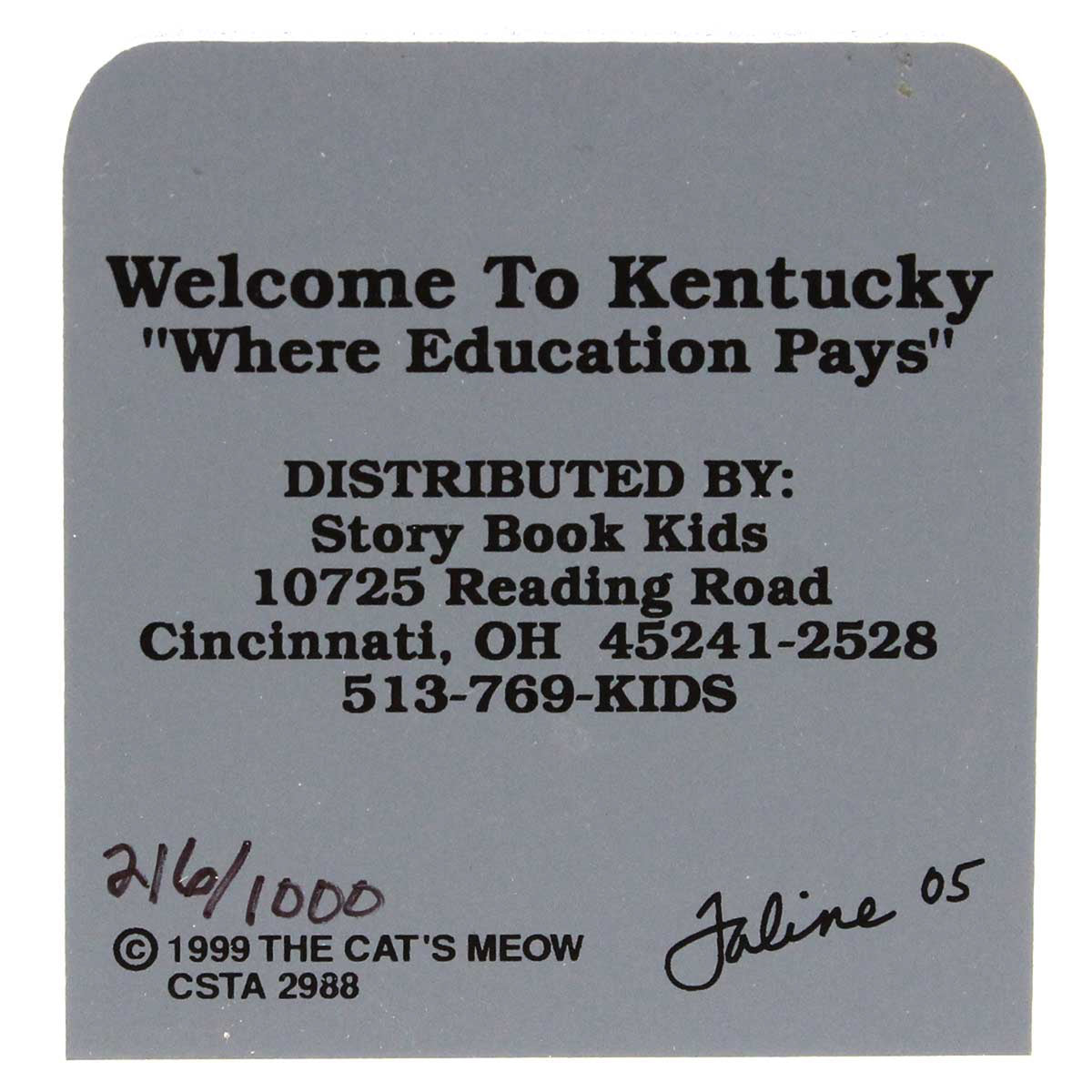 Cat's Meow Village Welcome To Kentucky - - SBKGifts.com