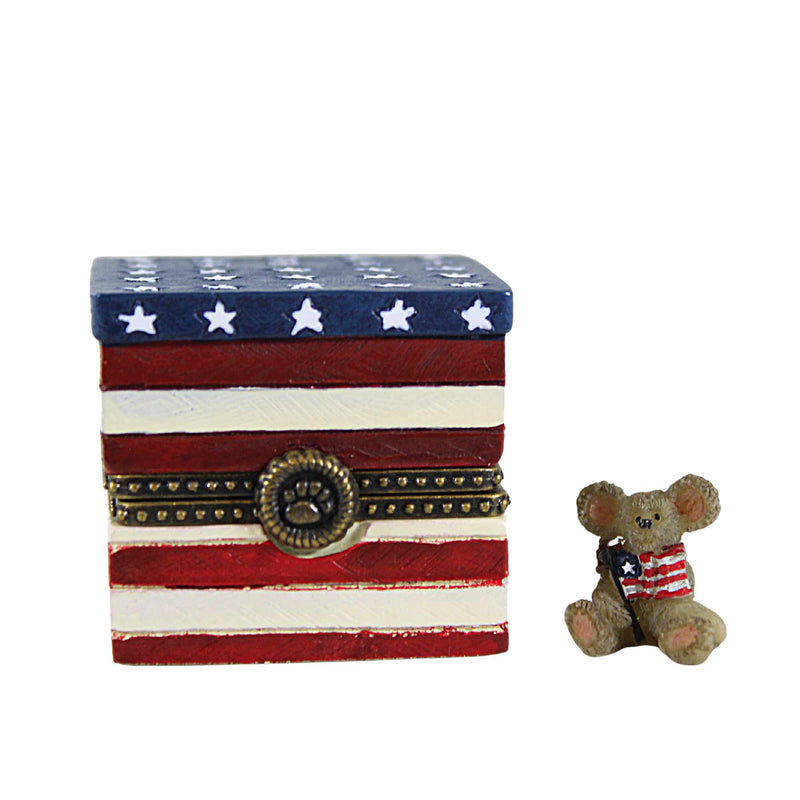 Boyds Bears Resin Sami's Flag Box W/ Liberty Mcnibble Treasure Box 4041888 (22982)