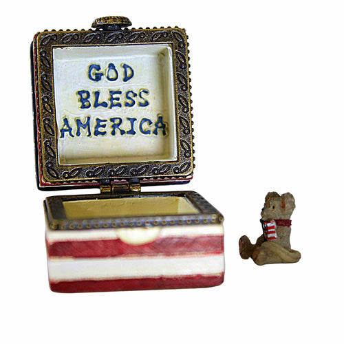 Boyds Bears Resin Sami's Flag Box With Liberty Mcnibble - - SBKGifts.com