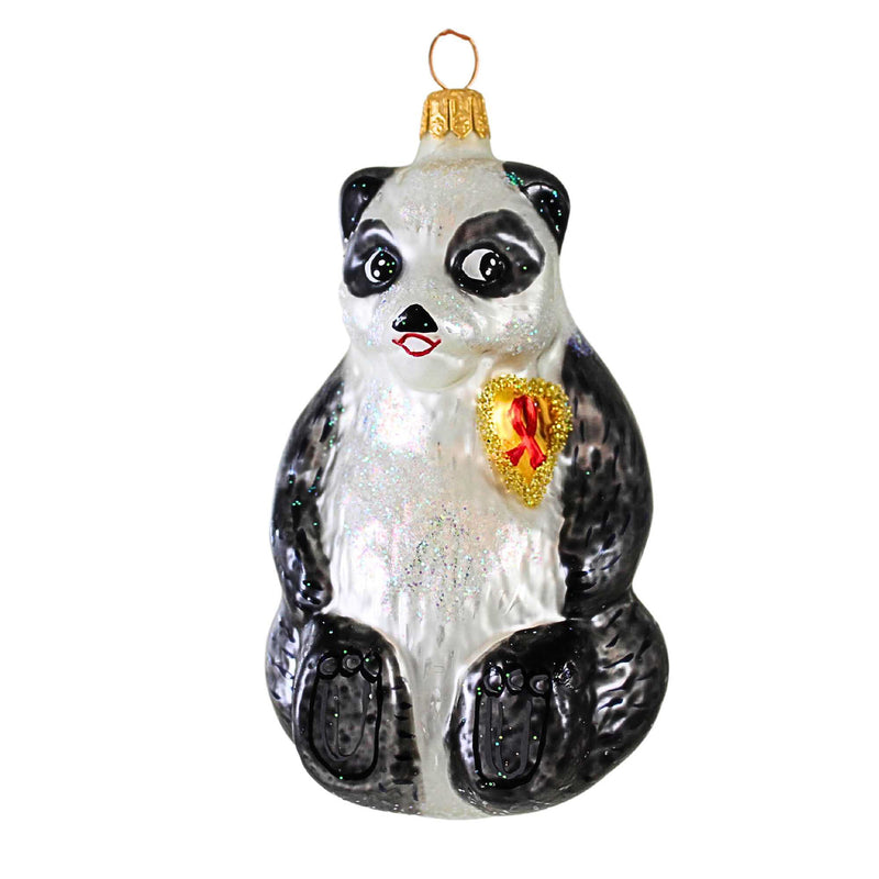 Christopher Radko Company A Winter Bear's Heart - One Glass Ornament 5 Inch, Glass - Ornament Aids Charity Panda 96Sp15 (22)