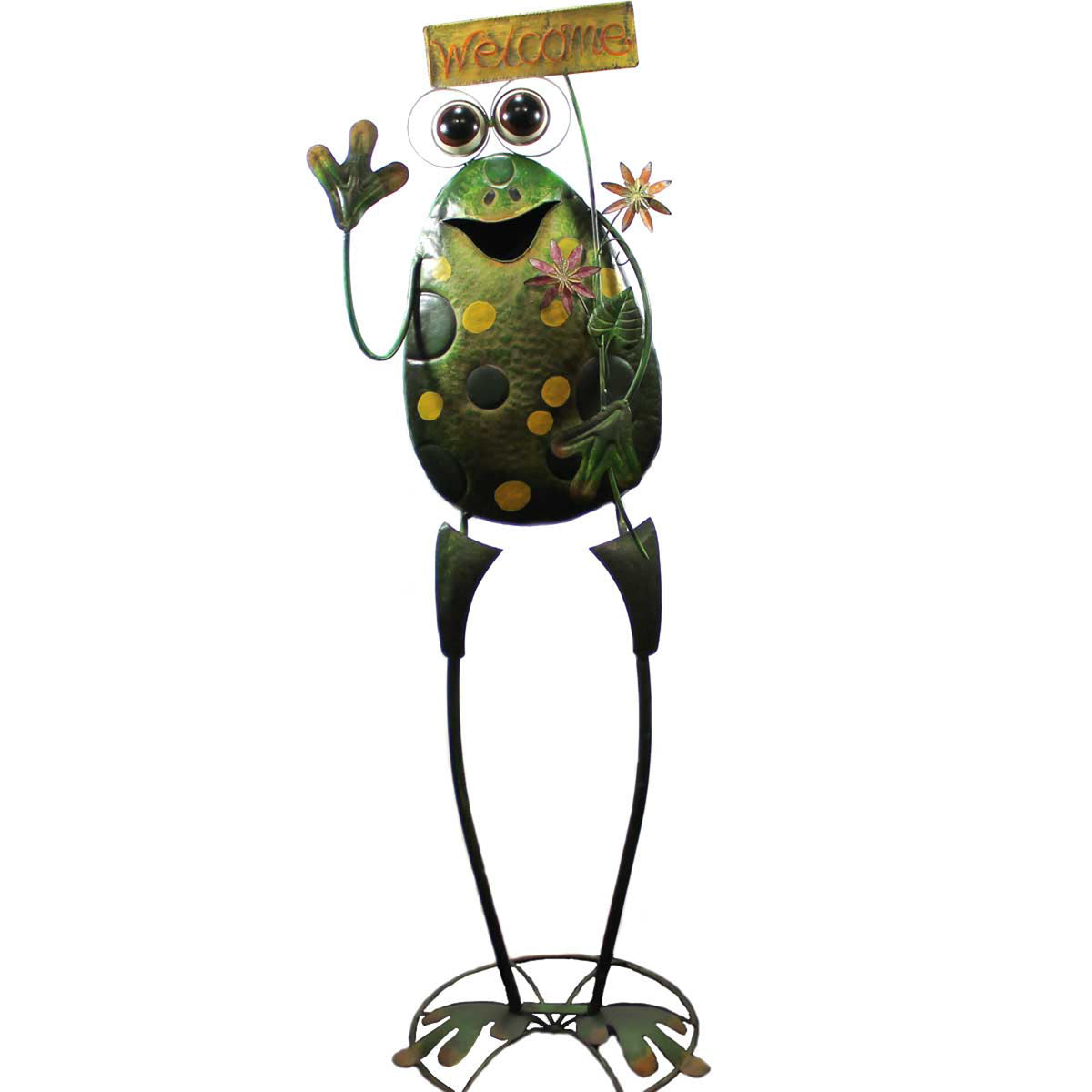 (23885) Frog Holding Welcome Sign