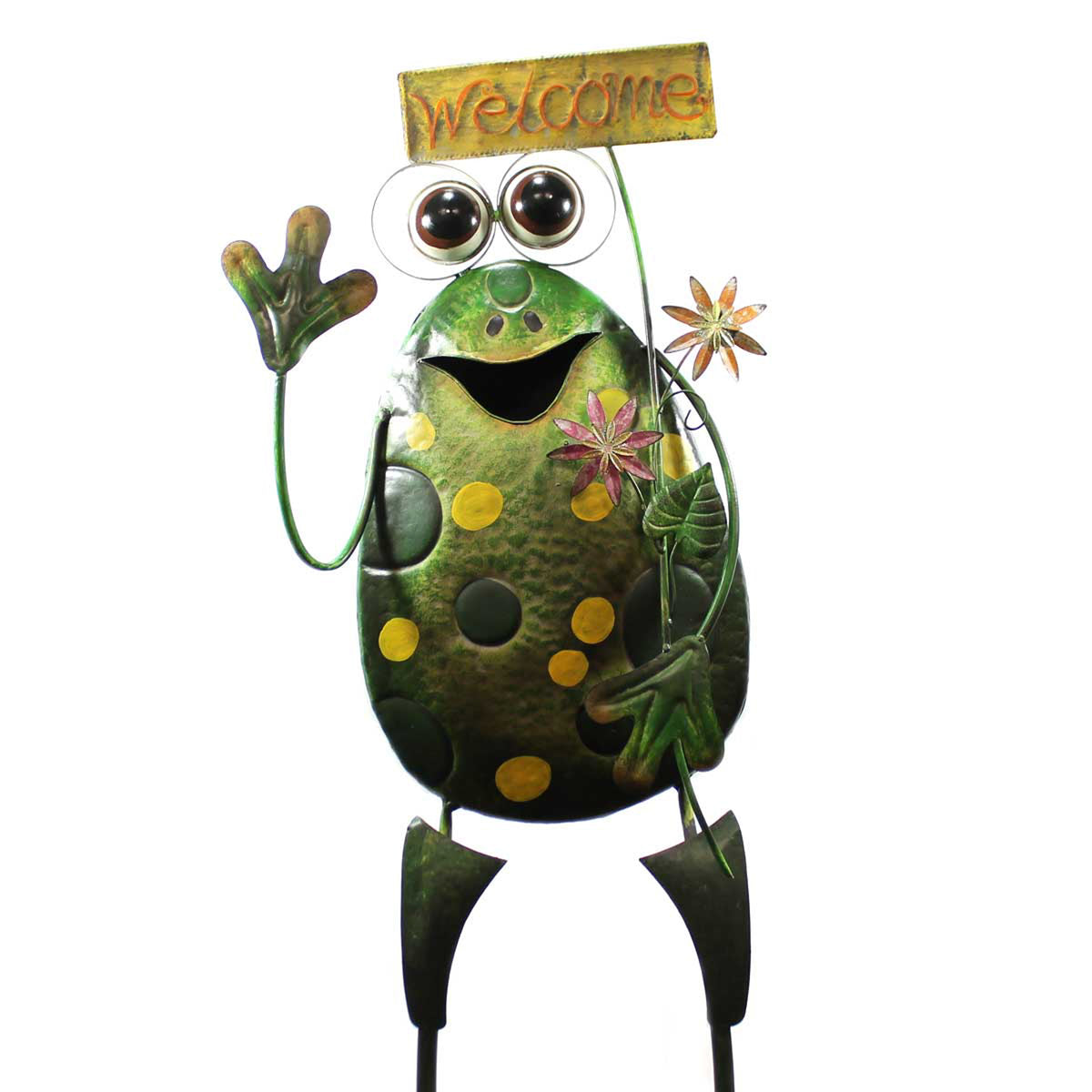 Burton & Burton Frog Holding Welcome Sign - - SBKGifts.com