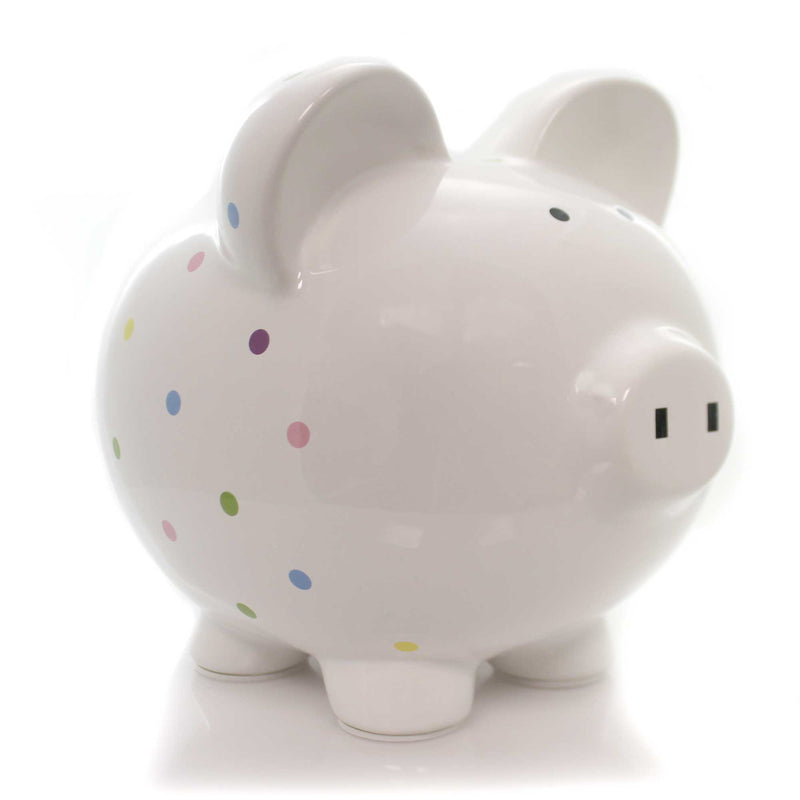 Child To Cherish Confetti Piggy - One Bank 7.75 Inch, Ceramic - Polka Dots 3606 (23962)