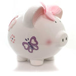 Child To Cherish Butterfly Piggy Bank - 1 Bank 7.75 Inch, Ceramic - Heart Flower 36819 (23966)
