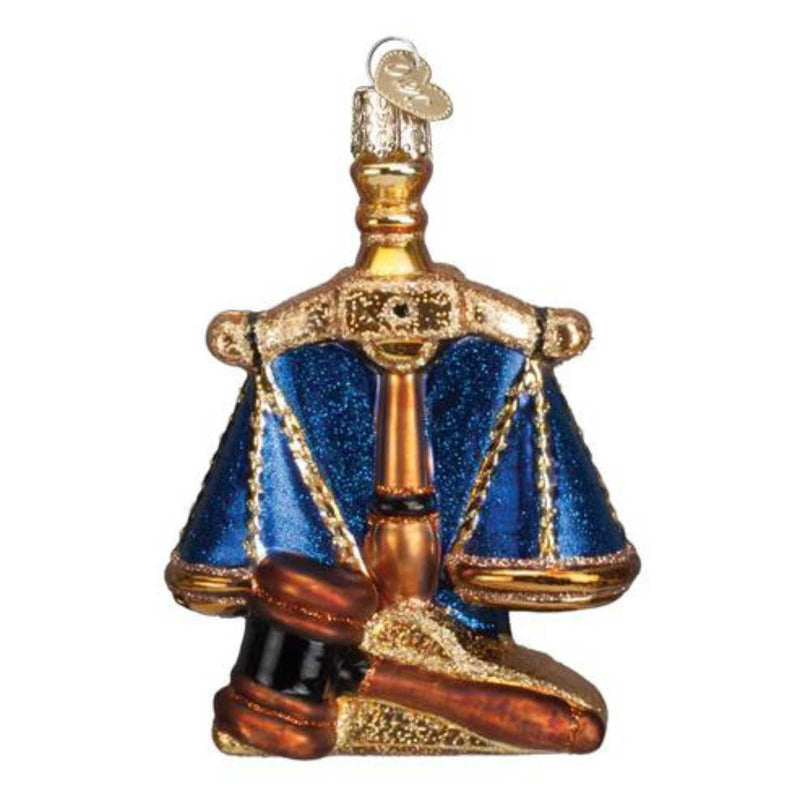 Old World Christmas Scales Of Justice - One Glass Ornament 4 Inch, Glass - Truth Fairness Legal 36160 (24558)