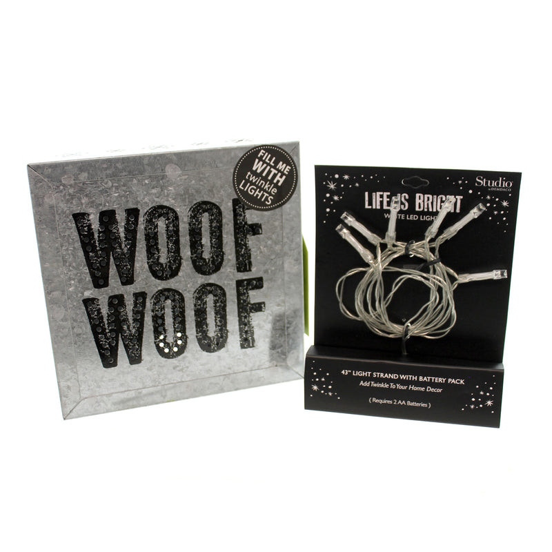 (25076) Home Decor Woof Woof Metal Wall Art, 6.00 Inch, Led Lights Dog 2020150193