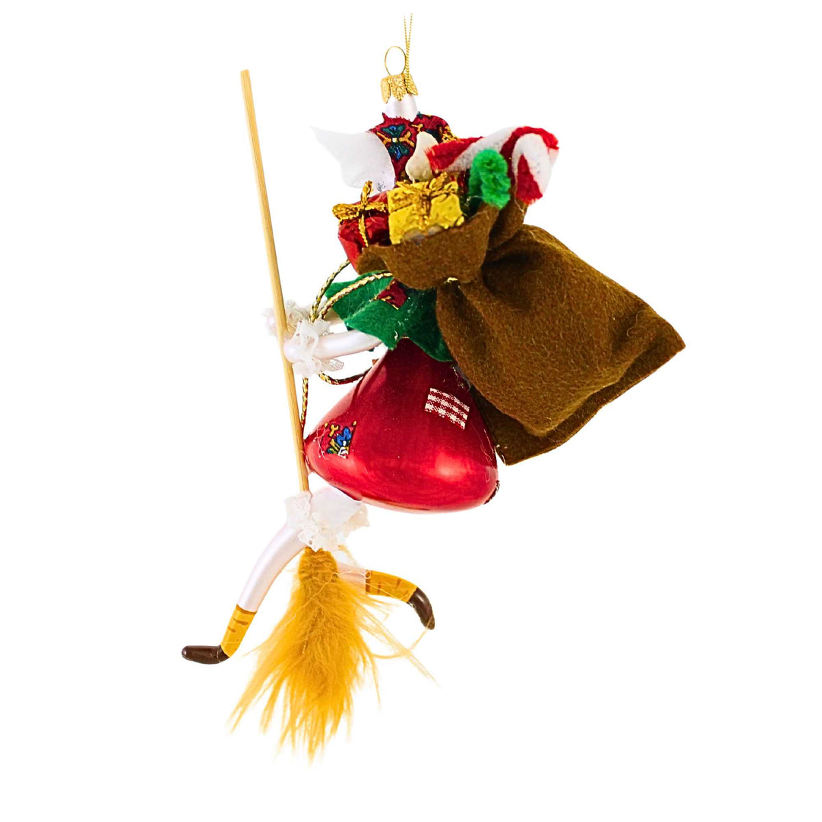 De Carlini Italian Ornaments Befana W/ Broom - - SBKGifts.com