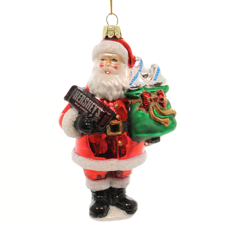 Holiday Ornament Santa With Hershey Bar Glass Glass Christmas Bag Kisses Hy0337 (25774)
