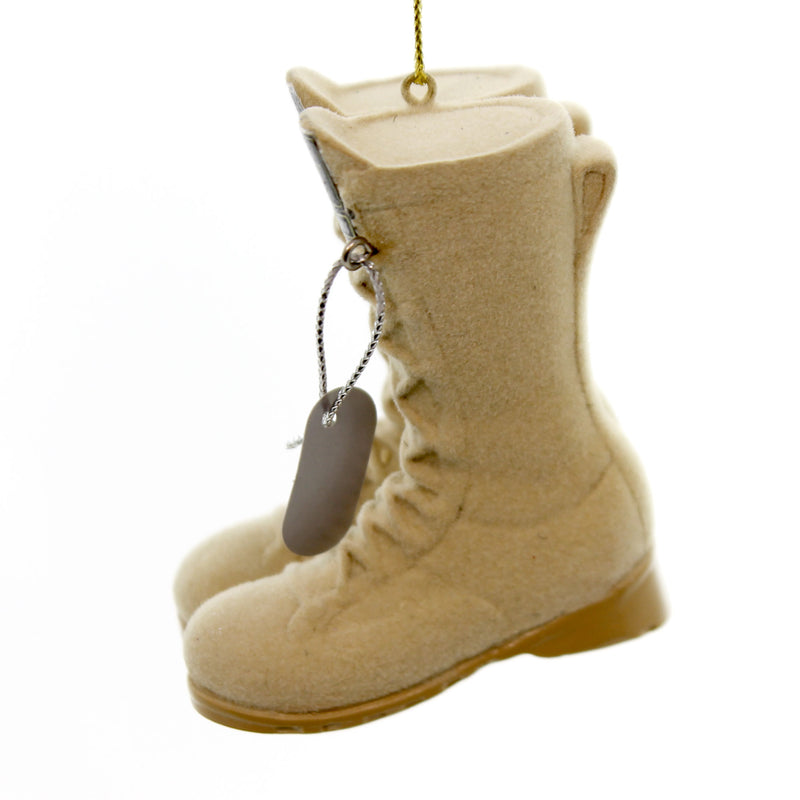 Holiday Ornament Army Flocked Combat Boots - - SBKGifts.com