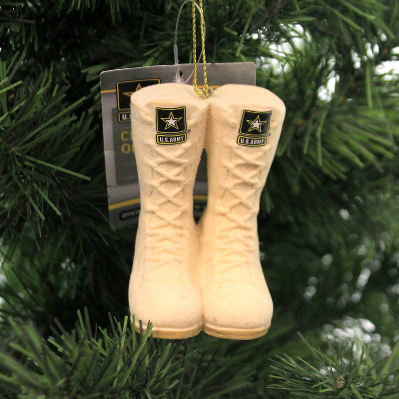 Holiday Ornament Army Flocked Combat Boots - - SBKGifts.com