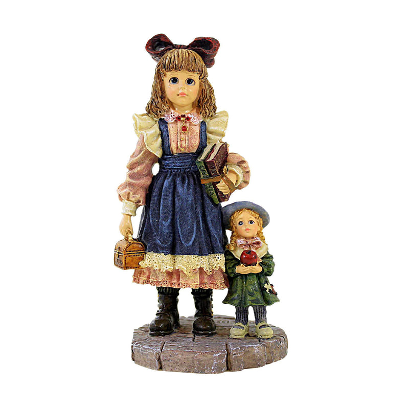Boyds Bears Resin Laura W/ Jane First Day Of School - One Figurine 5.5 Inch, Resin - Dollstone Apple 3522 (2596)