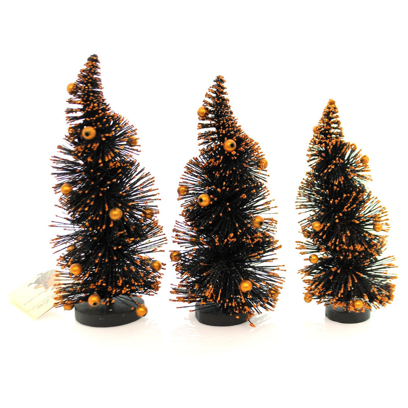 Halloween Twisted Trees Set Of 3 Plastic Black Orange  Glittered Tips Lg2632 (26146)