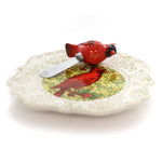 Tabletop Bird Plate And Spreader Set Ceramic Cardinal Christmas 4048225 (26284)