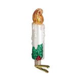 Old World Christmas Clip-On Candle - One Ornament 4 Inch, Glass - Ornament Holly Flame 32191 (26443)