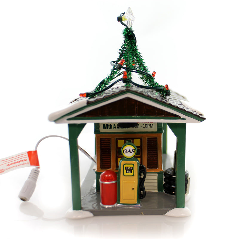 Department 56 House Birch Island Gas Station Ceramic Snow Village 4049210 (26735)