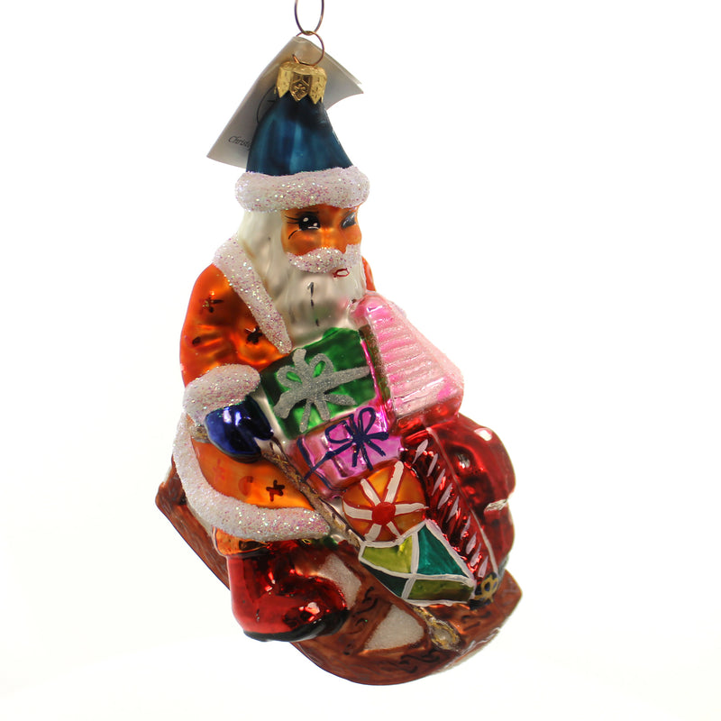 Christopher Radko Sledin To My House Glass Ornament Santa Christmas 972460 (27290)