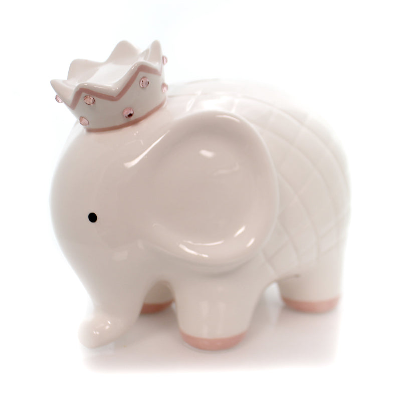 Child To Cherish White W/Pink Coco Elephant Bank - - SBKGifts.com