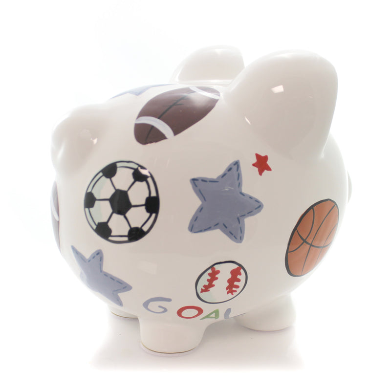 Large Sports Pig - One Bank 7.75 Inch, Ceramic - Soccer Football Baseball 36822 (27537)