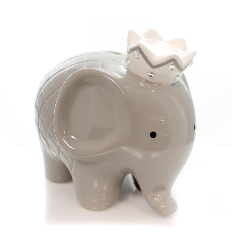 Gray Coco Elephant Bank - One Bank 7.75 Inch, Ceramic - Baby Hand Painted 3780Gy (27538)