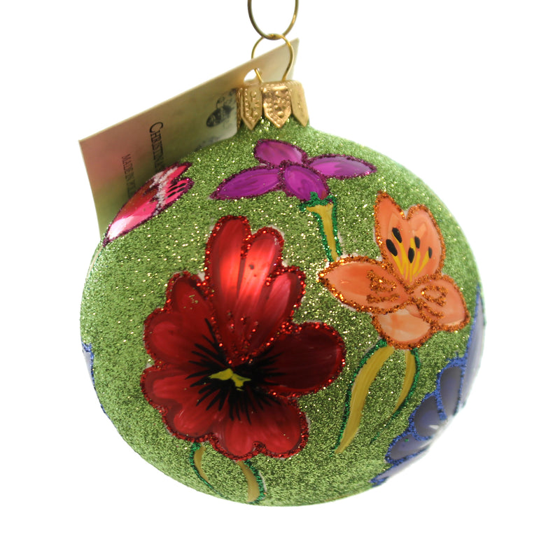 Christina's World Glitter Poppys On Lime Green Ornament Flowers Ball Gar8788 (27678)