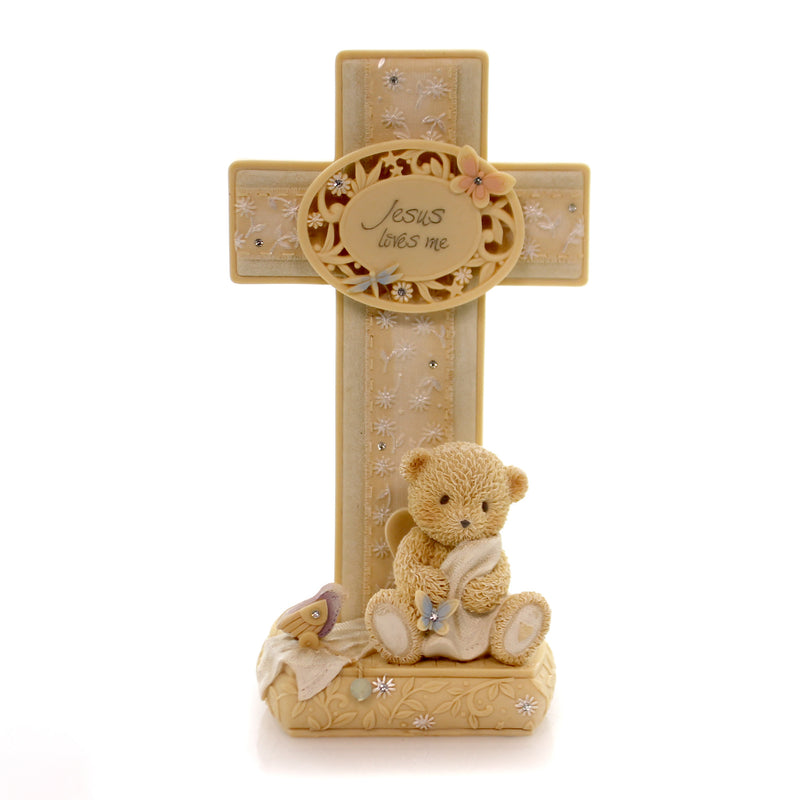 Foundations Jesus Loves Me Cross Polyresin Angel Teddy Bear 4036746 (27693)