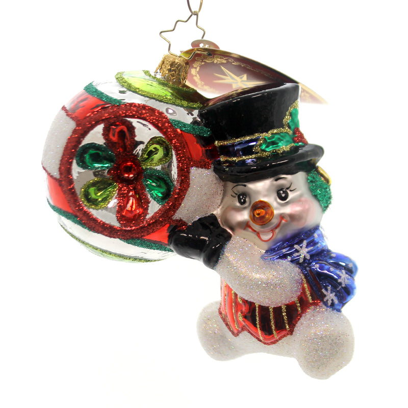 Christopher Radko Shiny & Brite Glass Ornament Snowman Reflector 1018120 (28028)