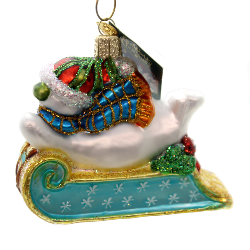 Old World Christmas 2016 Sledding Snowman - - SBKGifts.com