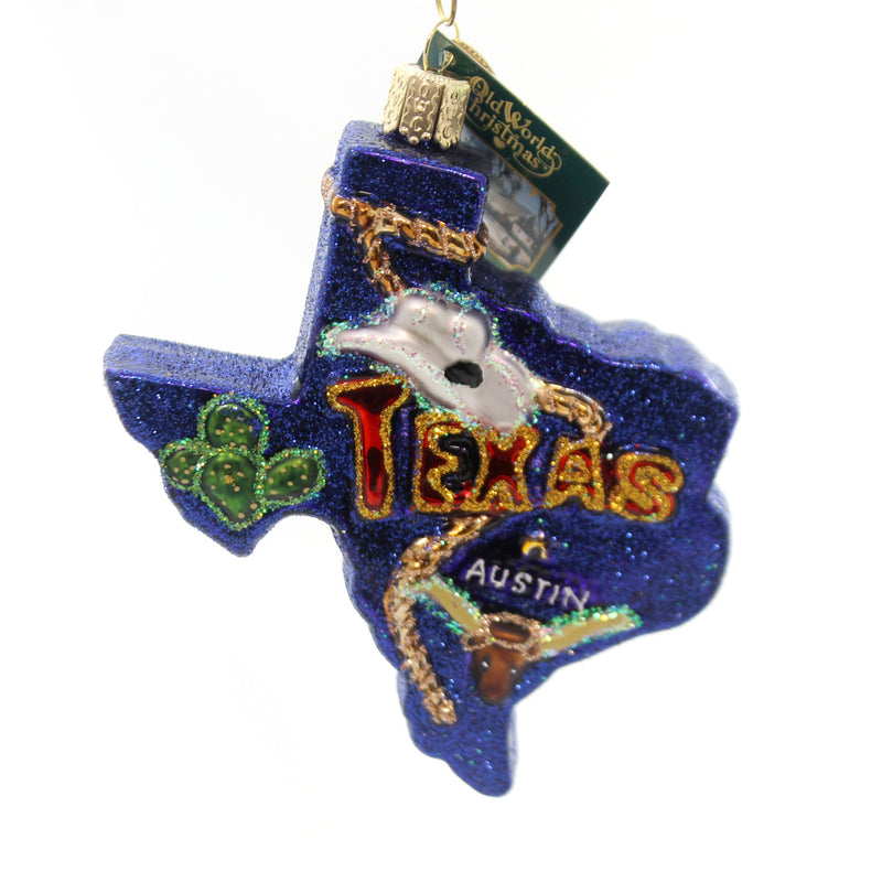 Old World Christmas State Of Texas Glass Ornament Lone Star Cowboy Boots 36187 (28310)