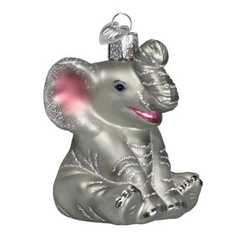 Old World Christmas Little Elephant - One Ornament 3 Inch, Glass - Strength Wisdom Prosperity 12157 (28327)