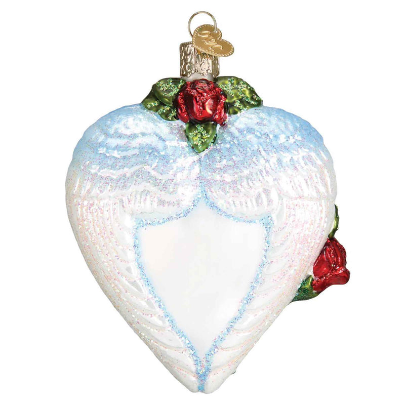 Old World Christmas 4.25 Inches In Loving Memory Glass Ornament Roses Dove Wings 30050 (28387)
