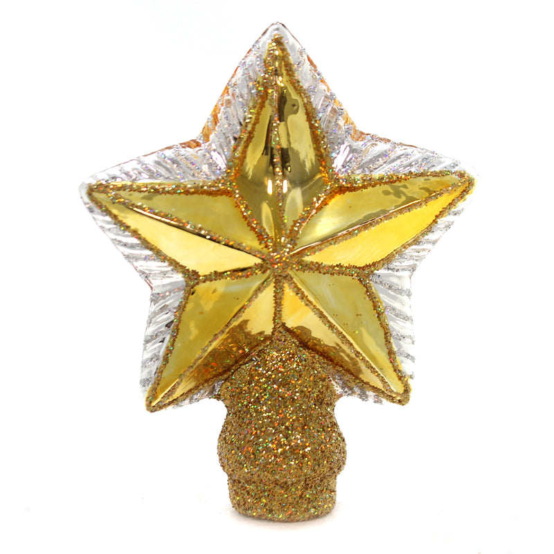 Old World Christmas Small Star Tree Top Glass Gold Finial 50007 (28405)